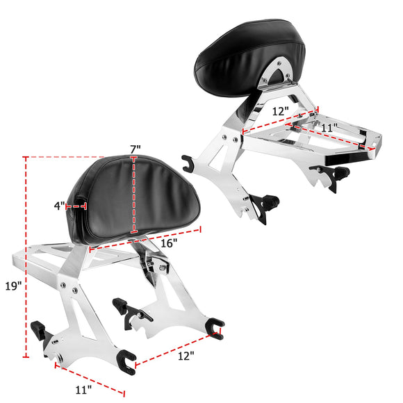 2010 - 2016 Cross Roads & Cross Country Passenger Sissy Bar Backrest Luggage Rack Kit - Mofun - 90302029