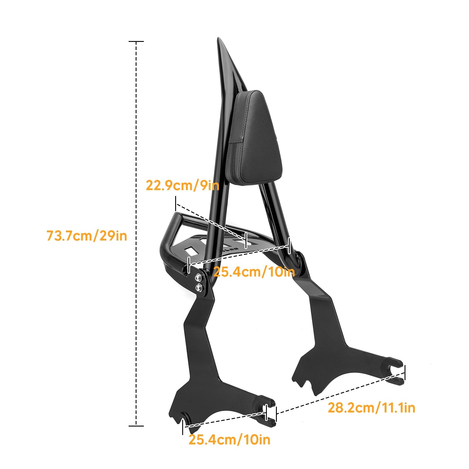 2010 - 2016 Victory Cross Roads and Cross Country Gloss Black Sharp Angle Passenger Backrest Sissy Bar with Luggage Rack - Mofun - 90302189