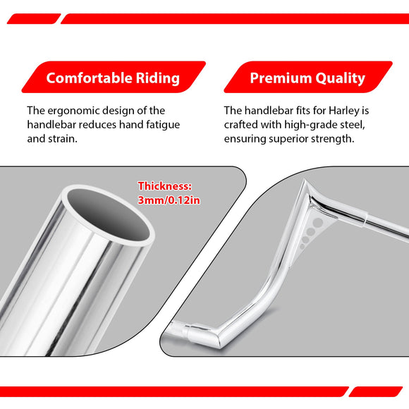 2010 - 2017 Victory Cross Country & Crossroads & Magnum Chrome 12" APE Hanger Bar - Sharp Handlebar - Mofun - 90101191