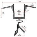 2011 - 2025 Kawasaki Vulcan 1700 Vaquero Voyager Gloss Black 12" Ape Hanger Handlebar - Mofun - 90101392