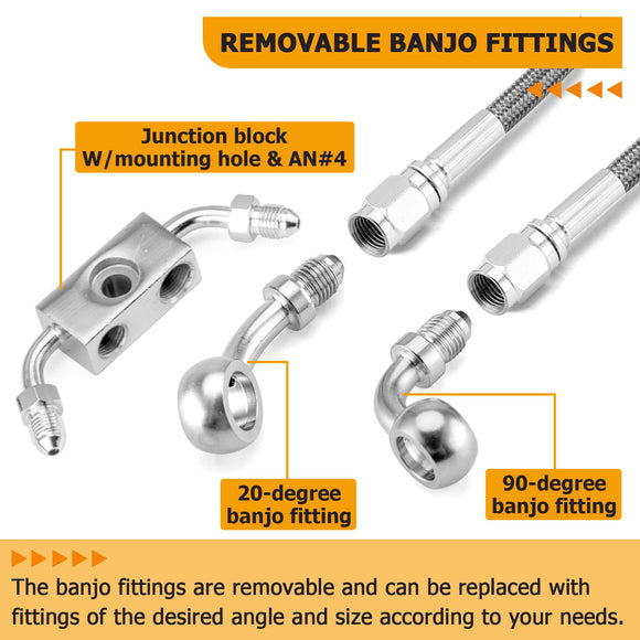 2012 - 2017 Harley Dyna Street Bob/Wide Glide w/ ABS Models Extended Length ABS Hydraulic Front Brake Line Kit (for 16" - 18" Handlebar) - Mofun - 90110264