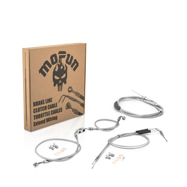 2012 - 2017 Harley Dyna w/ ABS Extended Length Upper ABS Upper Hydraulic Front Brake Line, Throttle and Idle Cable and Clutch Cable Kit (for 12" - 14" Handlebar w/ ABS) - Mofun - 90109049