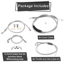 2012 - 2017 Harley Dyna w/ ABS Extended Length Upper ABS Upper Hydraulic Front Brake Line, Throttle and Idle Cable and Clutch Cable Kit (for 14" - 16" Handlebar w/ ABS) - Mofun - 90109052