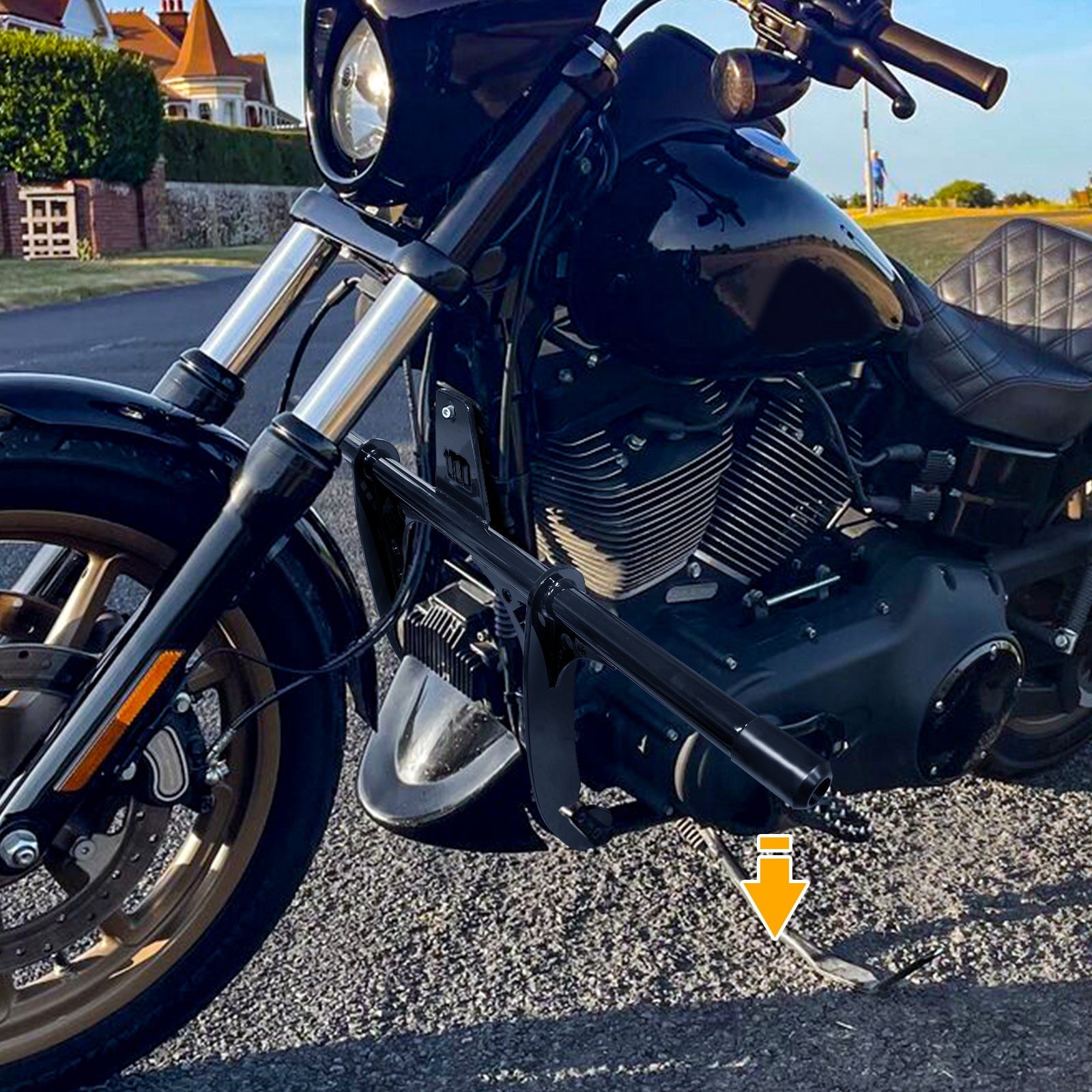 2014 - 2017 Harley Davidson Dyna Low Rider Wide Glide Black Steel Front Highway Engine Guard Crash Bar - Mofun - 90201083