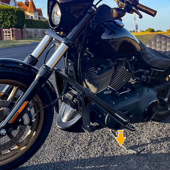 2014 - 2017 Harley Davidson Dyna Low Rider Wide Glide Black Steel Front Highway Engine Guard Crash Bar - Mofun - 90201083