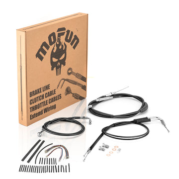2014 - 2017 Harley Sportster Superlow XL883L 1200T Non - ABS Extended Length Throttle and Idle Cable, Non - ABS Hydraulic Front Brake Line and Clutch Cable Kit - Mofun - 90109275