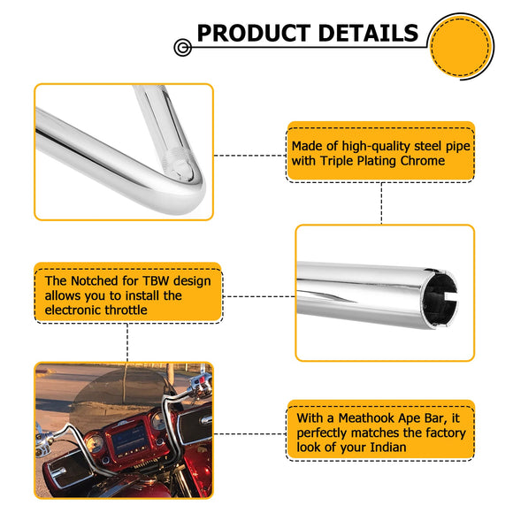 2014 - 2017 Indian Chieftain/Roadmaster Steel +6" Apache Baggers Handlebar - Mofun - 90101431