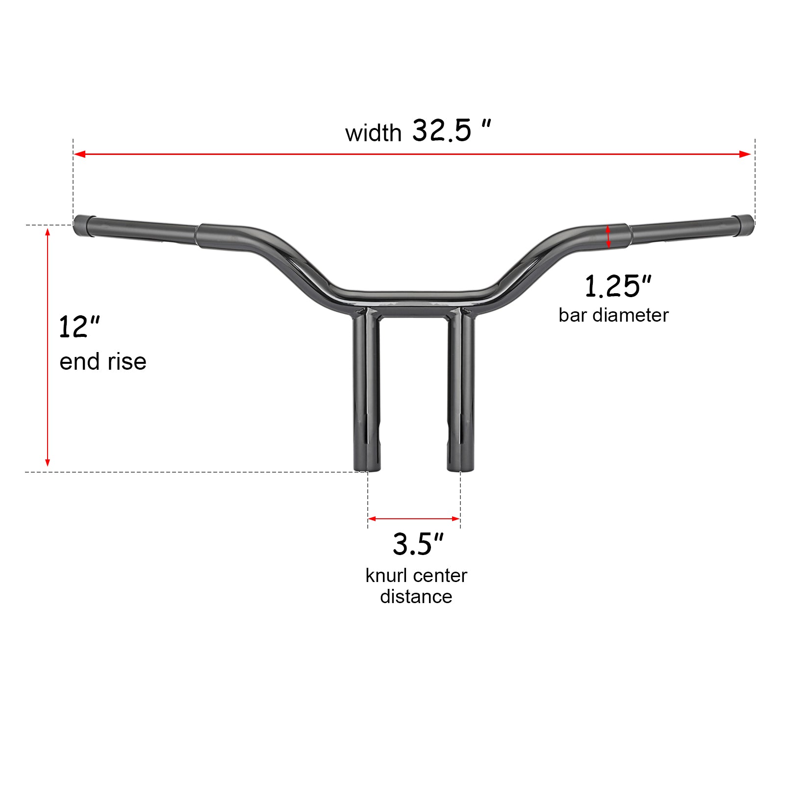 2014 - 2021 Harley Sportster XL883N/XL883L/XL1200T Gloss Black 12" T Bar Handlebar with Non - ABS Cable Kit - Mofun - 90101064+90109248