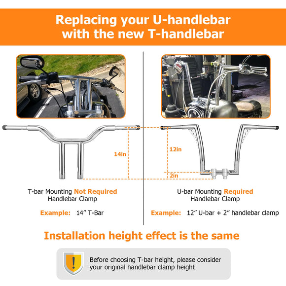 2014 - 2021 Harley Sportster XL883N/XL883L/XL1200T Gloss Black 12" T Bar Handlebar with Non - ABS Cable Kit - Mofun - 90101064+90109248