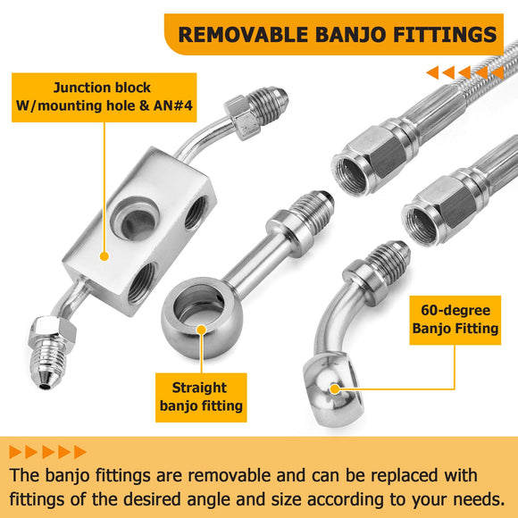 2014 - 2023 Harley Sportster w/ ABS Models Extended Length Upper ABS Upper Hydraulic Front Brake Line, Throttle and Idle Cable and Clutch Cable Kit (for 12" - 14" Handlebar w/ ABS) - Mofun - 90109054
