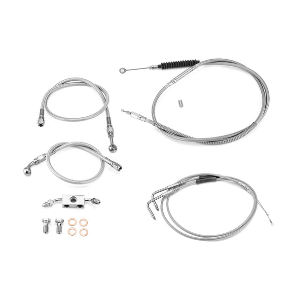 2014 - 2023 Harley Sportster w/ ABS Models Extended Length Upper ABS Upper Hydraulic Front Brake Line, Throttle and Idle Cable and Clutch Cable Kit (for 16" - 18" Handlebar w/ ABS) - Mofun - 90109056