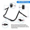 2014 - 2023 Harley Street Glide FLHX w/ Batwing Fairing Models Black 12" Pre - Wired Bagger Handlebar - Mofun - 90101492