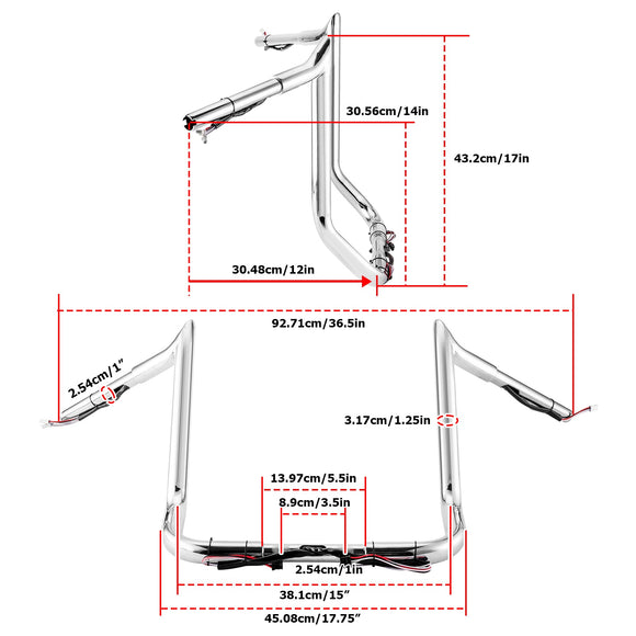 2014 - 2023 Harley Touring Street Glide CVO Electra Glide Chrome 14" Pre - Wired Bagger Handlebar - Mofun - 90101493
