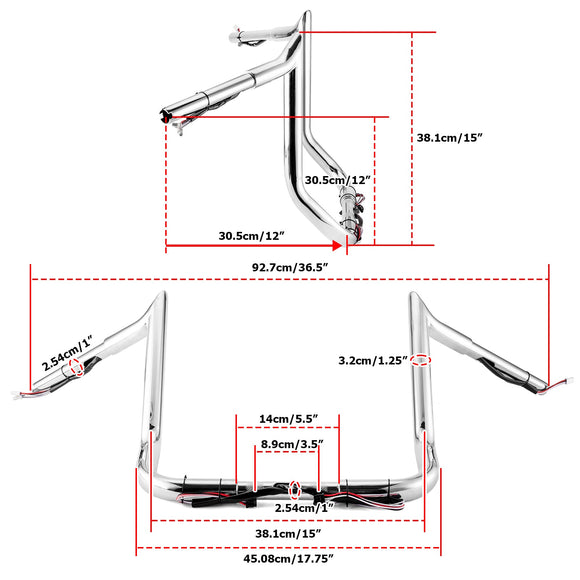 2014 - 2023 Harley Touring Street Glide FLHX Electra Glide Chrome 12" Pre - Wired Bagger Handlebar - Mofun - 90101491