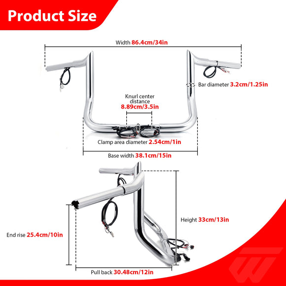 2014 - 2023 Harley Touring w/ Batwing Fairing Models 10" PRE - WIRED Bagger Monkey Bar - Sharp Handlebar - Mofun - 90101496