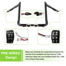 2014 - 2023 Street Glide CVO Electra Glide Gloss Black 14" Pre - Wired Bagger Handlebar - Mofun - 90101494