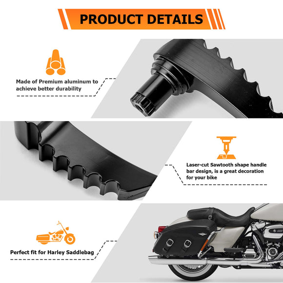 2014 - 2024 Harley Road King Electra Glide Aluminum Gloss Black Sawtooth Type Saddlebag Lid Lifter - Mofun - 90705004