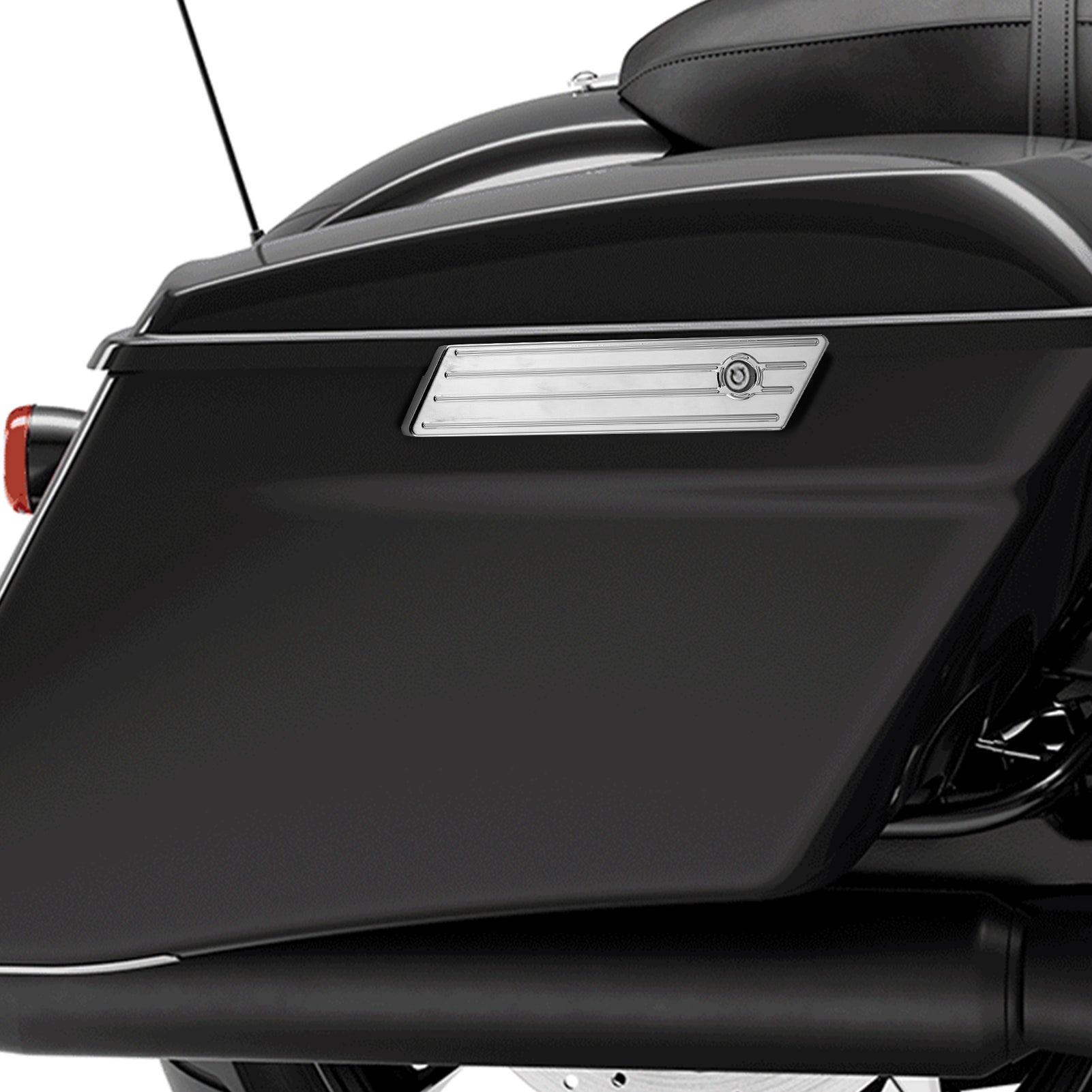 2014 - 2024 Harley Touring Chrome Horizontal Stripes Aluminum Saddlebag Latch Cover - Mofun - 90705013