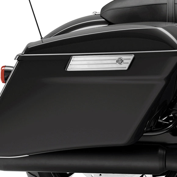 2014 - 2024 Harley Touring Chrome Horizontal Stripes Aluminum Saddlebag Latch Cover - Mofun - 90705013