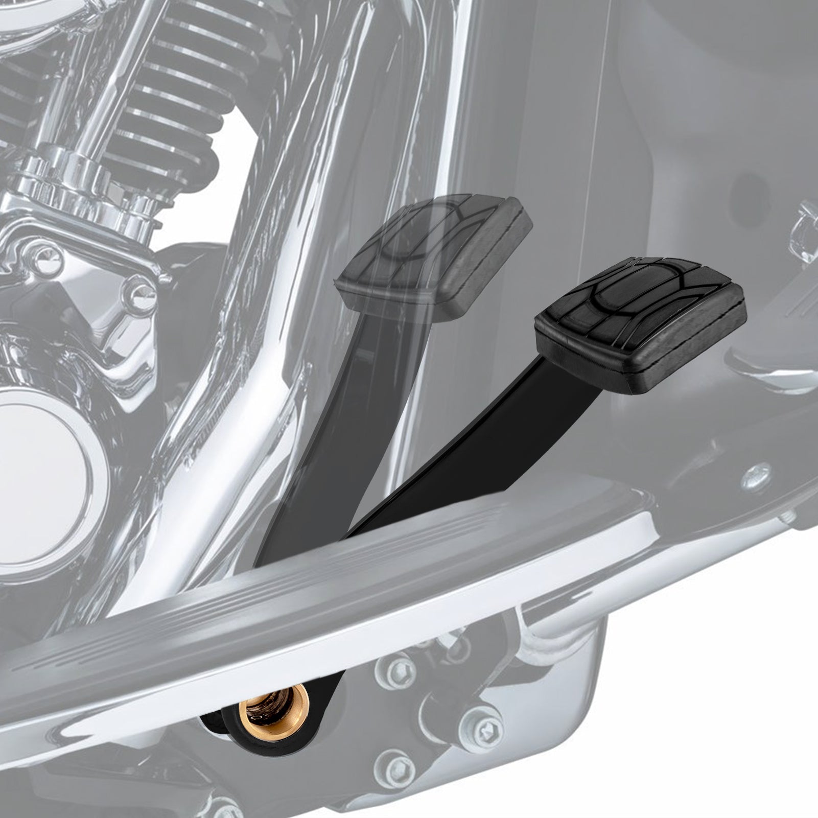 2014 - 2024 Harley Touring Models With Fairing Lowers Gloss Black Steel Rear Brake Pedals - Mofun - 90407002