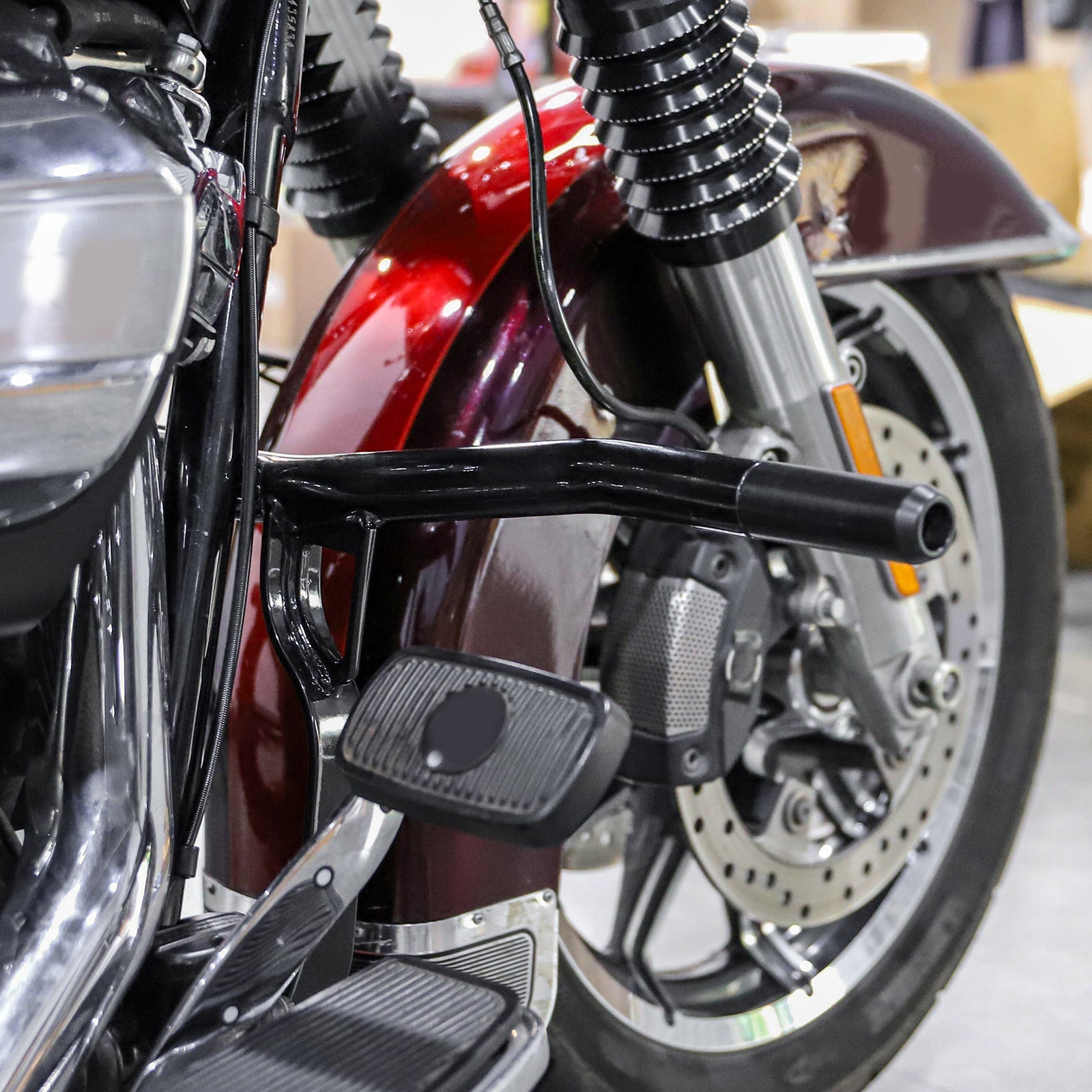 2014 - 2024 Harley Touring Road King Electra Glide Black Steel Front Highway Engine Guard Crash Bar Flat - Out Bar - Mofun - 90201105