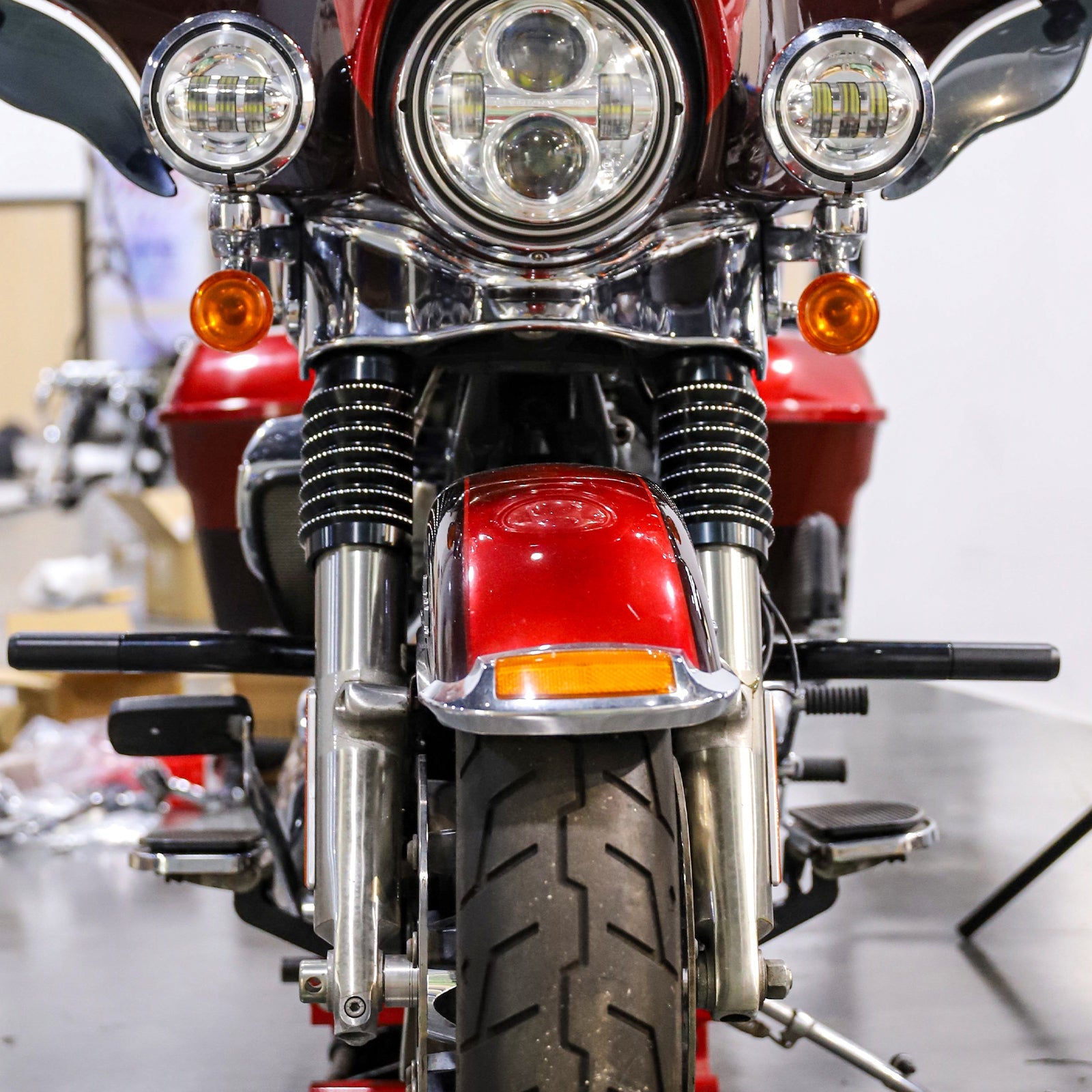 2014 - 2024 Harley Touring Road King Electra Glide Black Steel Front Highway Engine Guard Crash Bar Flat - Out Bar - Mofun - 90201105