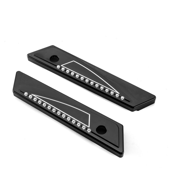 2014 - 2024 Harley Touring Road King Road Glide Aluminum Black Saddlebag Latch Cover | Juxtaposition Type Dotted Pattern - Mofun - 90705010