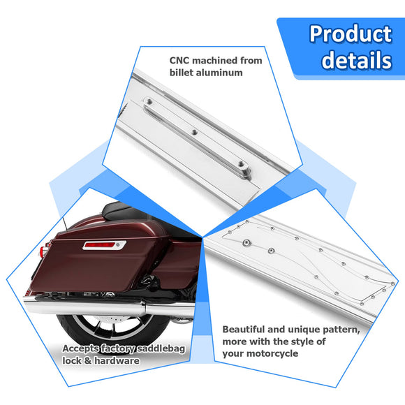 2014 - 2024 Harley Touring Streamlined Pattern Design Aluminum Saddlebag Latch Cover - Mofun - 90705011