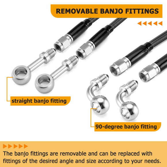 2014 - 2024 Harley Touring w/ ABS 64.5" Stock Length Stainless Steel Hydraulic Front ABS Lower Brake Line Kit - Mofun - 90110121