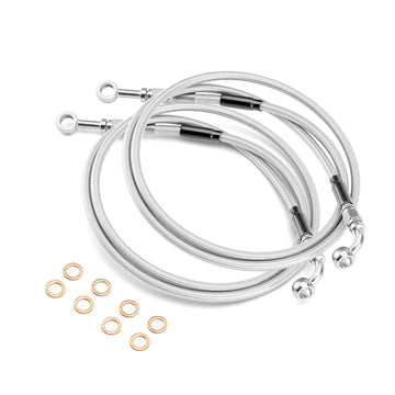2014 - 2024 Harley Touring w/ ABS 64.5" Stock Length Stainless Steel Hydraulic Front ABS Lower Brake Line Kit - Mofun - 90110122