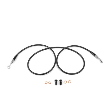 2014 - 2024 Harley Touring w/ ABS 70" Extended Length Stainless Steel ABS Upper Hydraulic Front Brake Line Kit for 16" - 18" Handlebar - Mofun - 90110103