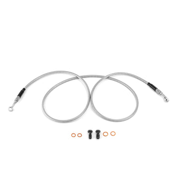 2014 - 2024 Harley Touring w/ ABS 70" Extended Length Stainless Steel ABS Upper Hydraulic Front Brake Line Kit for 16" - 18" Handlebar - Mofun - 90110104