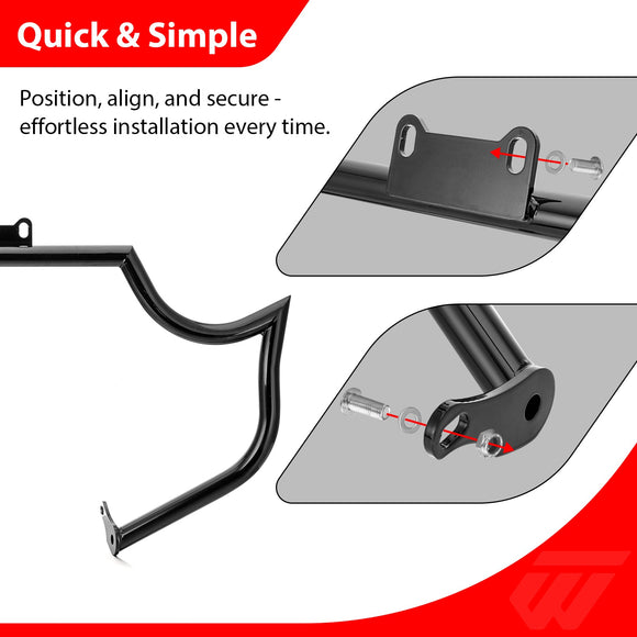 2014 - 2025 Indian Chieftain Springfield Roadmaster Gloss Black Mustache - sharp Front Engine Guard Crash Bar - Mofun - 90201088
