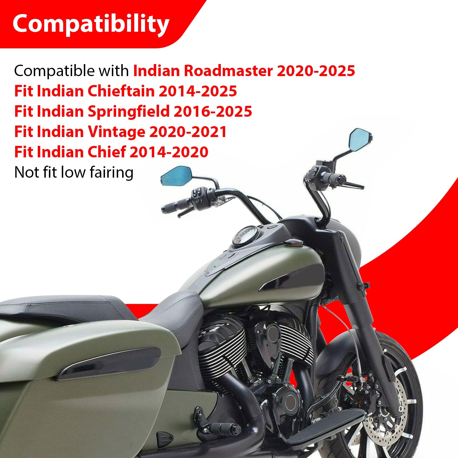 2014 - 2025 Indian Chieftain Springfield Roadmaster Gloss Black Mustache - sharp Front Engine Guard Crash Bar - Mofun - 90201088