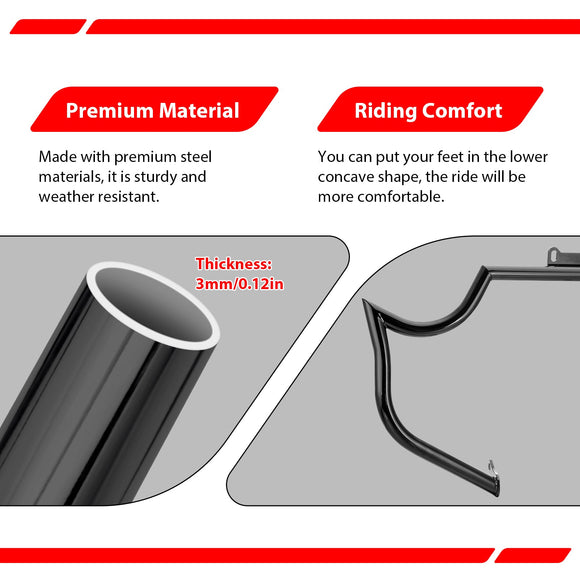 2014 - 2025 Indian Chieftain Springfield Roadmaster Gloss Black Mustache - sharp Front Engine Guard Crash Bar - Mofun - 90201088