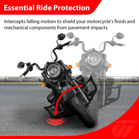 2014 - 2025 Indian Chieftain Springfield Roadmaster Gloss Black Mustache - sharp Front Engine Guard Crash Bar - Mofun - 90201088