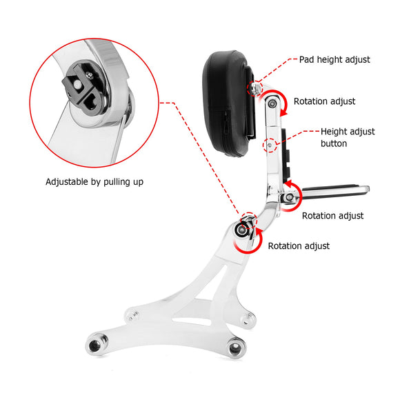 2014 - 2025 Indian Hard Saddlebag Models Multi - Purpose Adjustable Passenger Driver Backrest - Mofun - 90302144