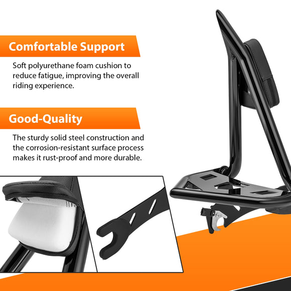 2014 - 2025 Indian Roadmaster/Chieftain/Pursuit/Challenger/Springfield/Vintage Gloss Black 23" Passenger Backrest Sissy Bar w/ Luggage Rack - Mofun - 90302194