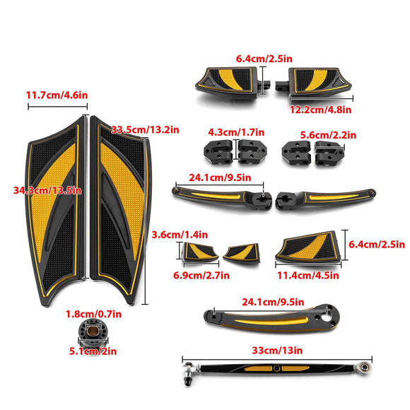 2014 - 2026 Harley Touring Models Motorcycle Brake Shifter Levers Diamond Armor Floorboards Kit - Mofun - 90409002