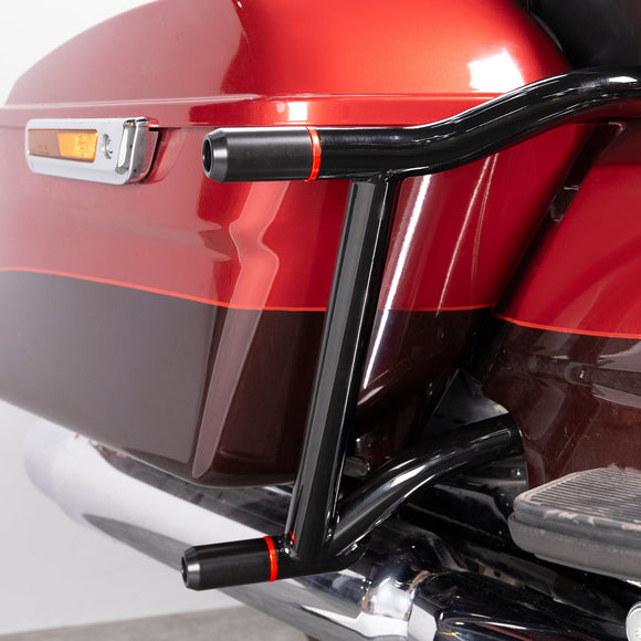 2014+ Harley Street Glide Electra Glide Black Steel Rear SaddleBag Guards Crash Bar - Mofun - 90202027