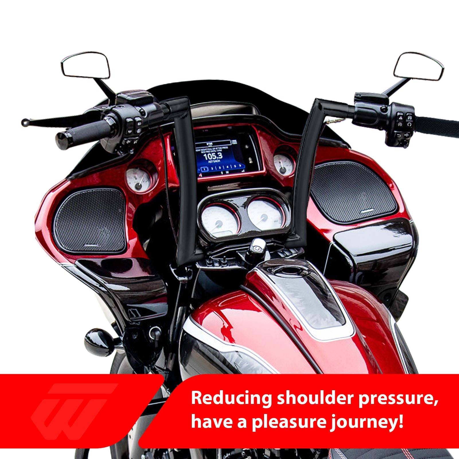 2015 - 2023 Harley Touring Road Glides Gloss Black 12" Pre - wired Monkey Bagger Bar Handlebar - Mofun - 90101612