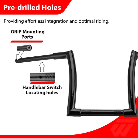 2015 - 2024 Indian Scout Bobber Rogue Gloss Black 10" 12" APE Hanger Bar - Sharp Handlebar - Mofun - 90101524