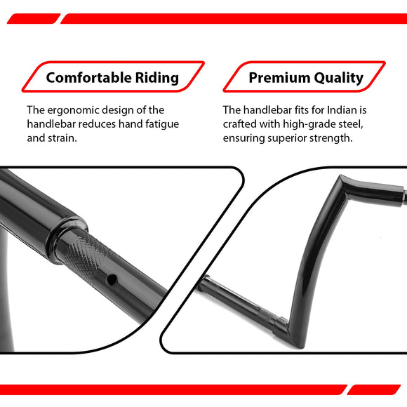 2015 - 2024 Indian Scout Bobber Rogue Gloss Black 10" 12" APE Hanger Bar - Sharp Handlebar - Mofun - 90101524