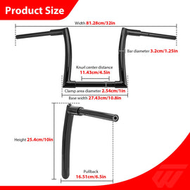 2015 - 2024 Indian Scout Bobber Rogue Gloss Black 10" 12" APE Hanger Bar - Sharp Handlebar - Mofun - 90101522