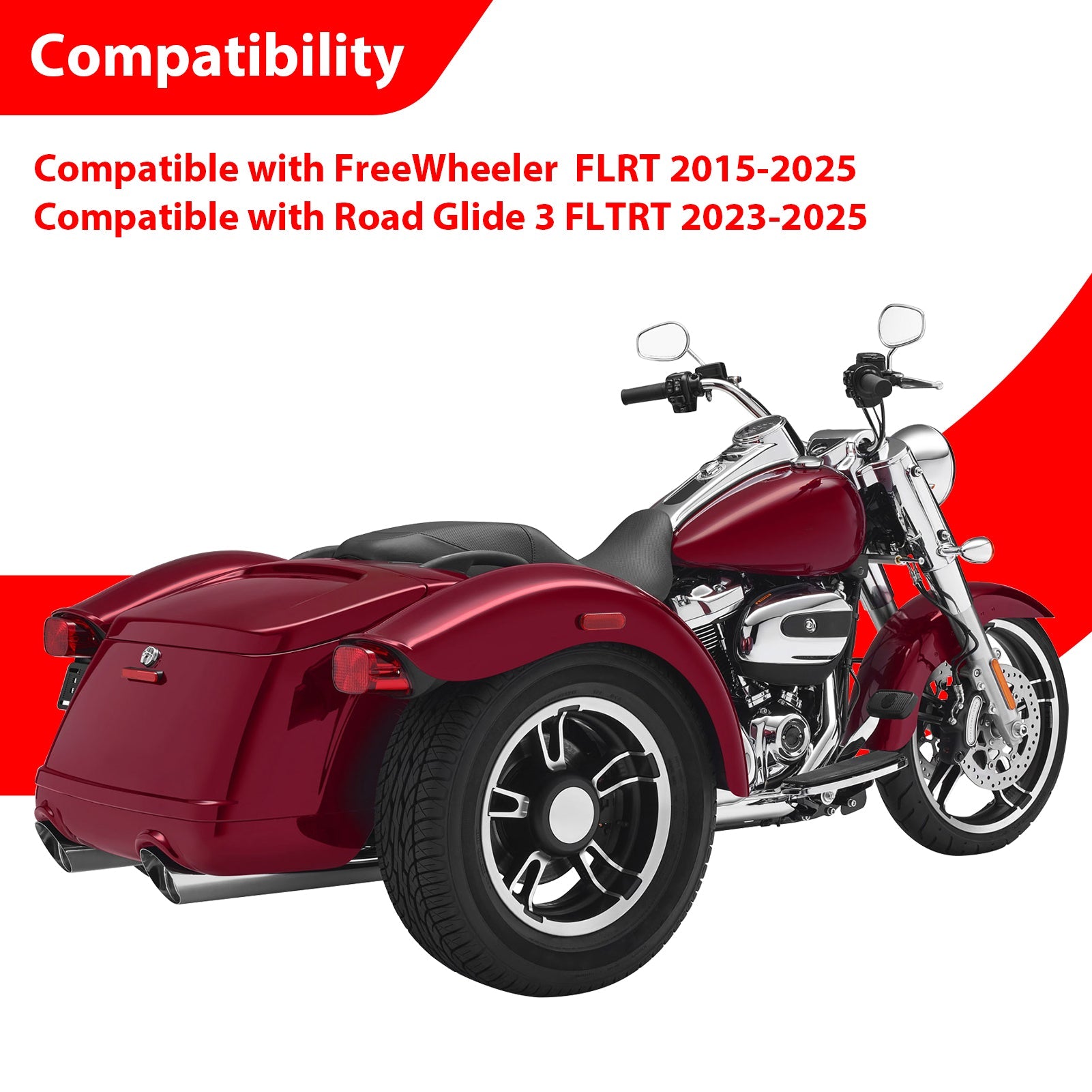 2015 - 2025 Harley FLTR FreeWheeler & 2023 - 2025 Road Glide 3 FLTRT Models Gloss Black 24.5" Passenger Backrest Sissy Bar - Mofun - 90302190