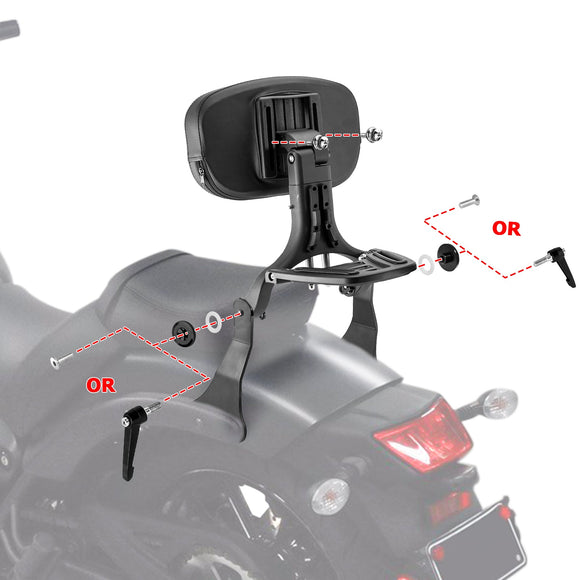 2015 - 2025 Kawasaki Vulcan S 650 & 2017 - 2025 Vulcan S EN650 Matte Black Multi Purpose Adjustable Passenger Driver Backrest - Mofun - 90302164