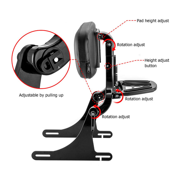 2016 - 2017 Dyna Low Rider FXDLS Street Bob FXDB Gloss Black Multi - Purpose Adjustable Backrest - Mofun - 90302170