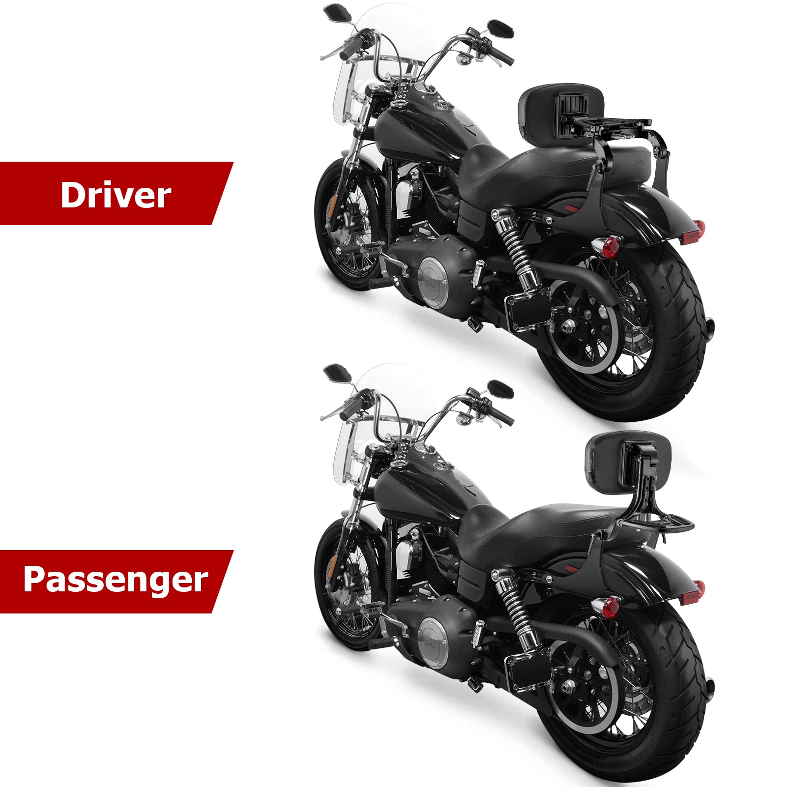 2016 - 2017 Dyna Low Rider FXDLS Street Bob FXDB Gloss Black Multi - Purpose Adjustable Backrest - Mofun - 90302170