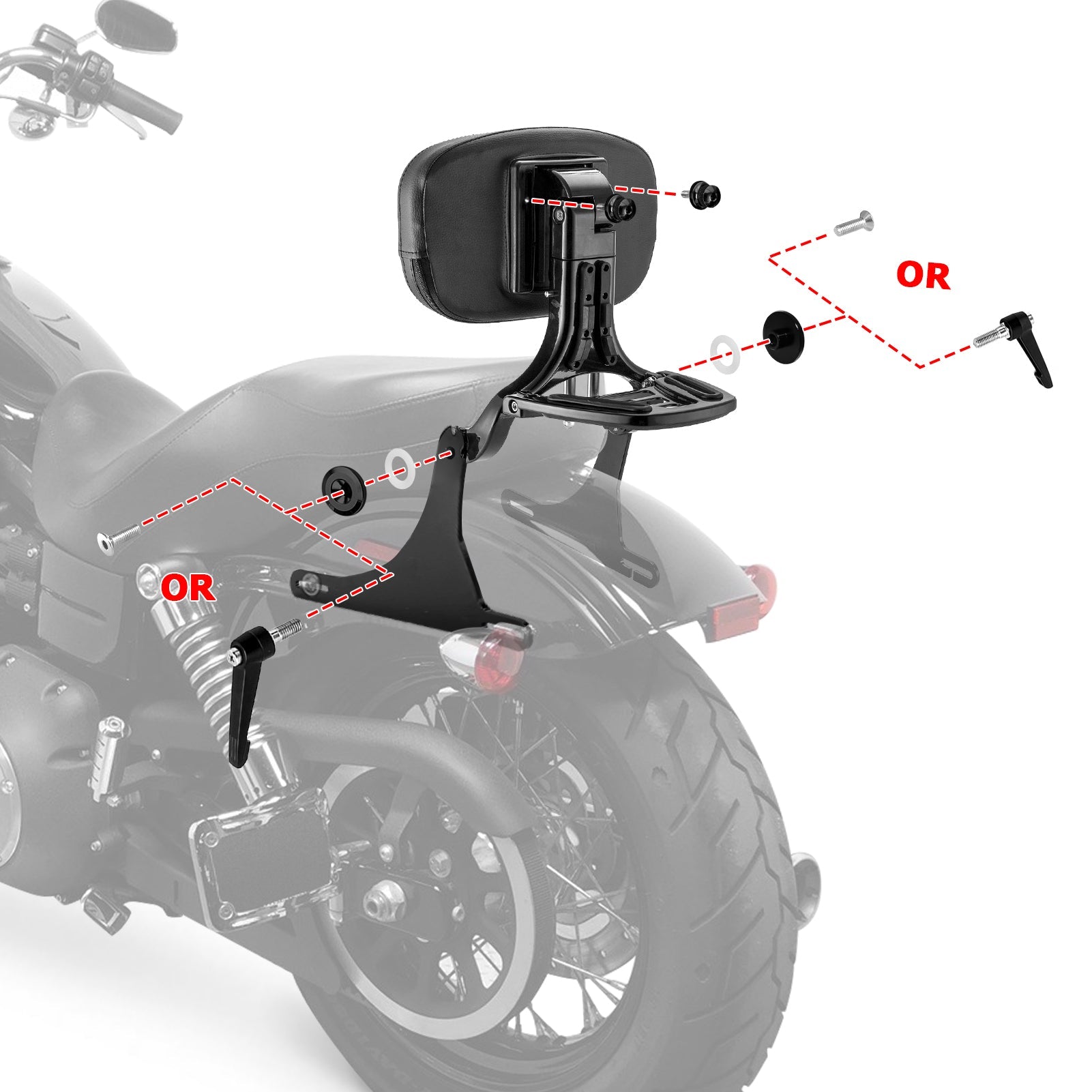 2016 - 2017 Dyna Low Rider FXDLS Street Bob FXDB Gloss Black Multi - Purpose Adjustable Backrest - Mofun - 90302170