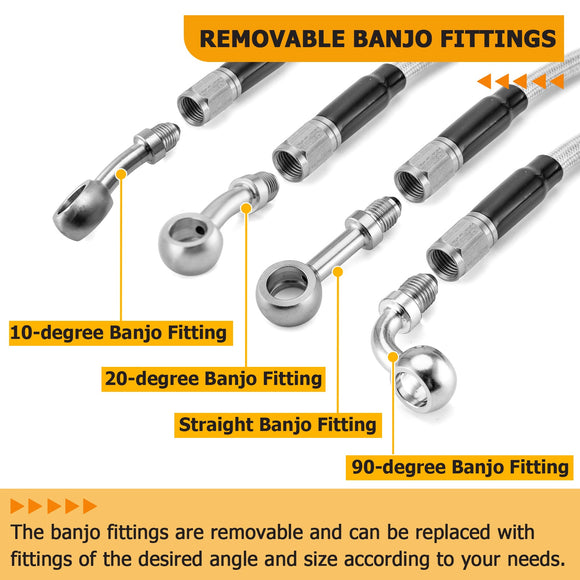 2017 - 2020 Haley Touring w/ABS Models TBW&Clutch line&Front Brake Line Kit (for 12" - 14" Handlebar) - Mofun - 90109006